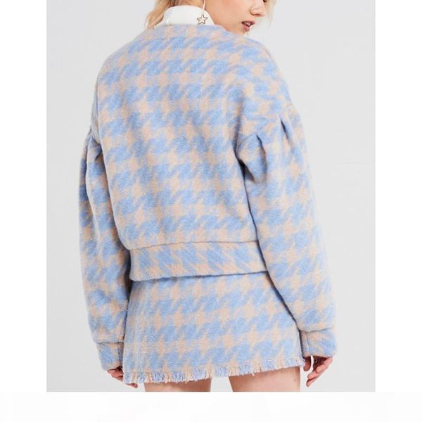 

2018 women vintage skirt sets winter ladies woolen tweed jacket+ short skirt suits elegant two pieces sets, White