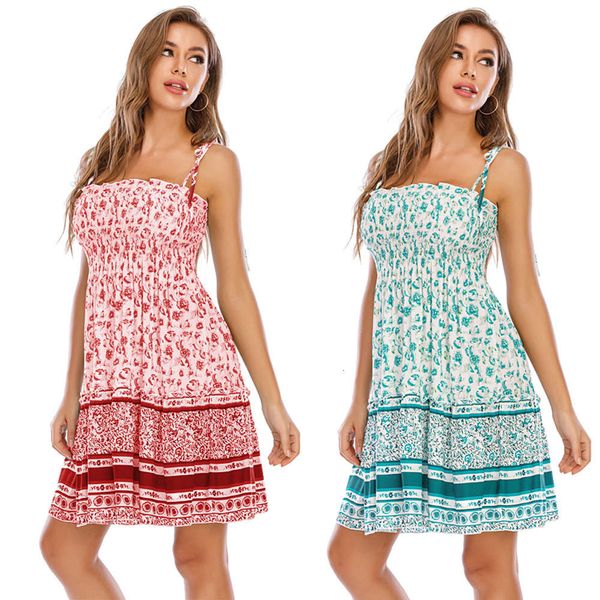 

women's suspender mid length bohemian beach resort dress, White;black