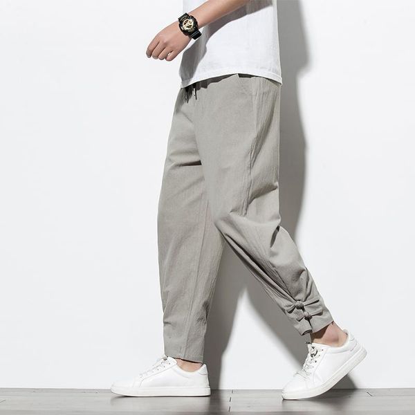 

men's pants cotton harem mens jogger 2021 hip hop streetwear korean style male casual summer track trousers men, Black