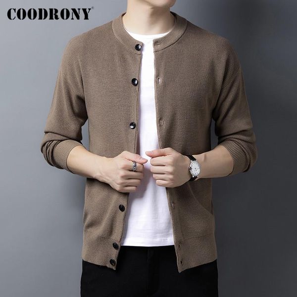 

coodrony brand spring autumn new arrival casual wool sweater cardigan coat men streetwear fashion pocket knitwear clothing c1277, White;black