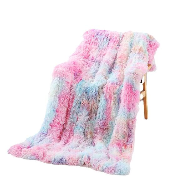 

blankets nordic style sofa cover blanket double rainbow plush 2033