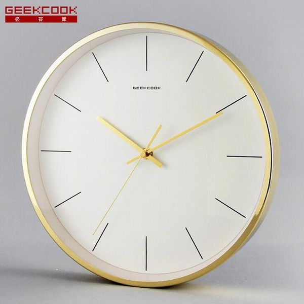 

wall clocks modern 12 inch large metal silent bedroom watch living room gold digital kitchen clock duvar saati decor c006