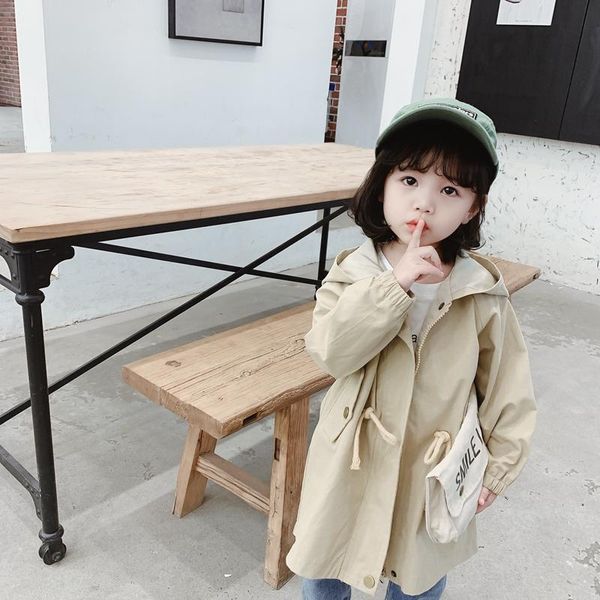 

coat korean boys and girls trench 1-7 years old solid hooded children's clothing spring autumn long sleeve kids cotton clothes, Blue;gray