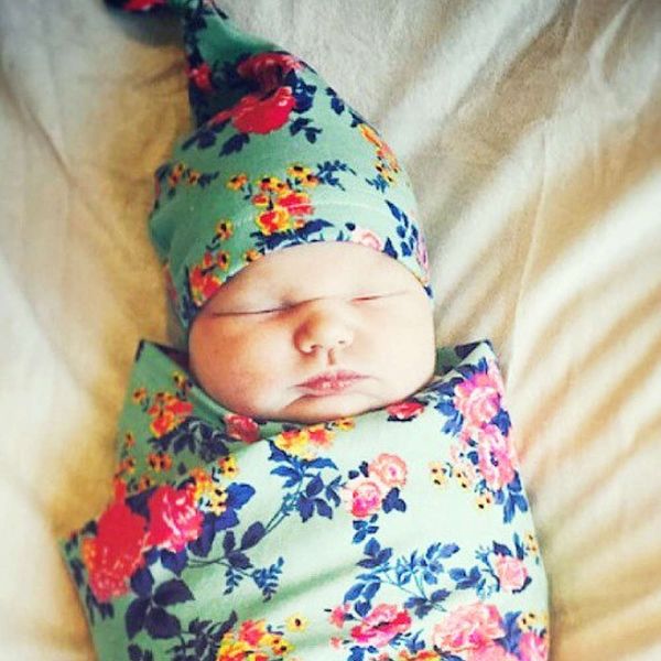 

printed fetal hat children's printed infant fashion curl knot 3 colors, Yellow