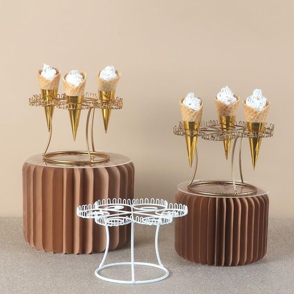 

other bakeware golden ice cream cake stand white cone display