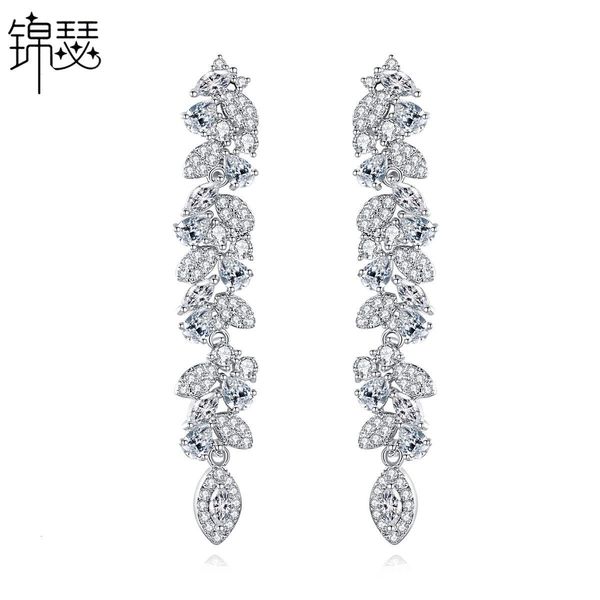 

jewelry charm stud new long tassel women's zircon earrings and 2021, Golden