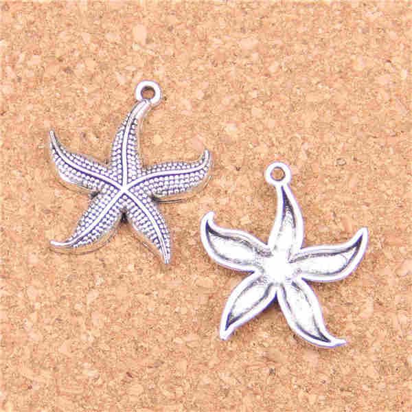 55pcs Antique Prata Banhado Bronze Banhado Starfish Charms Pingente DIY Colar Pulseira Bangle Achados 24mm