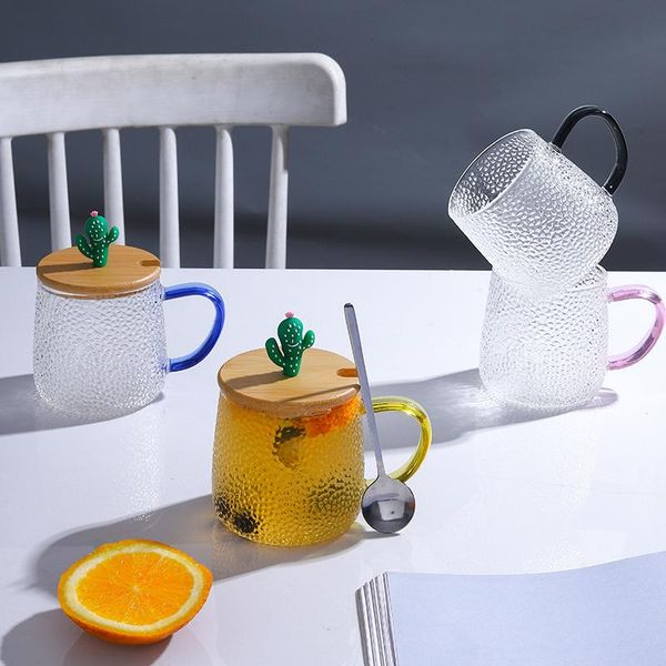 

wine glasses creative glass cup, simple, fresh, sen style with lid, personality trend tea cup