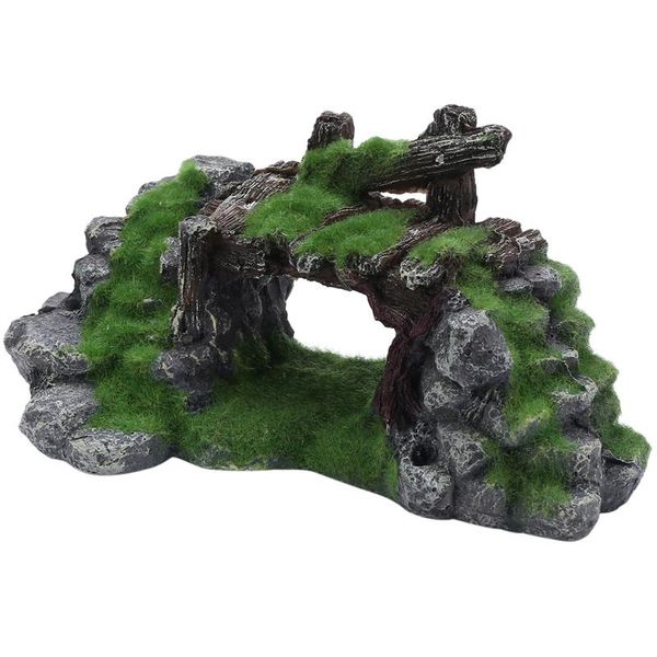 

decorations resin moss bridge fish play cave decor for tank aquarium ornament