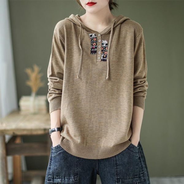 

women's sweaters nini wonderland women long sleeved patchwork cotton vintage hooded sweater 2021 autumn casual loose pullover coat, White;black