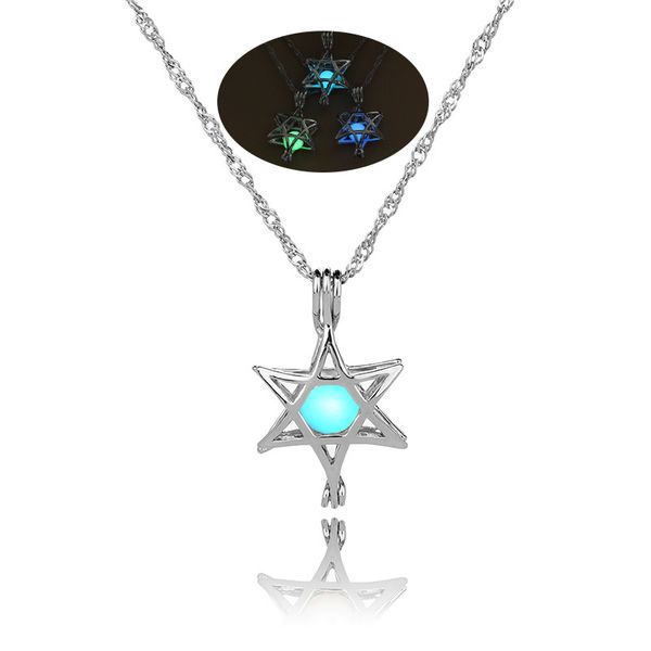 

charm glowing star pendant necklace cute luminous jewelry choker 3 colors christmas gift for women necklaces fashion, Silver