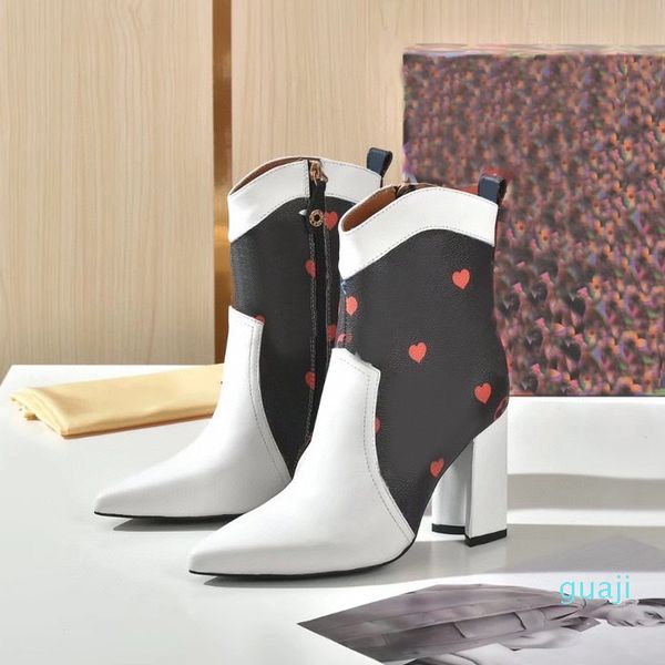 

ankle boots fashion ladies designer half boot real leather martin booties womens high heels shoes, Black