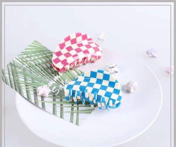 

hair accessories lattice grain acetate plate hairpin checkerboard semicircle temperament girl claw