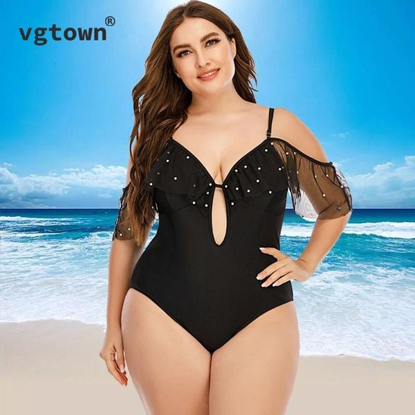 

2021 new super large size 10xl women large swimsuit v neck printing halter one piece monokini bikini plus size swimwear