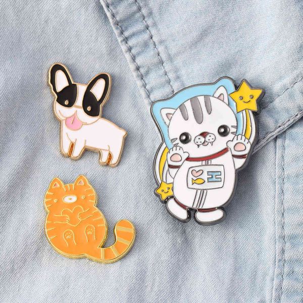 

whole cartoon cats dog garfield enamel pins brooch cute flamingo sheep whale alpaca lapel pin brooches collar jewelry child, Gray