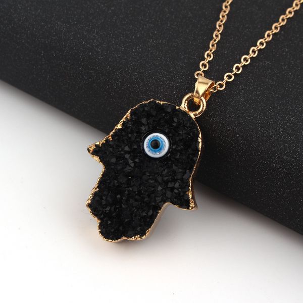 

resin fatima hand evil eye pendant necklace for wholesale, Silver