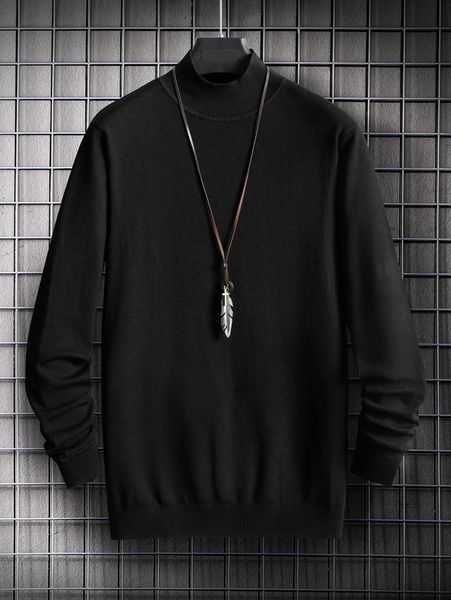

men solid mock neck sweater without necklace q7tj#, White;black