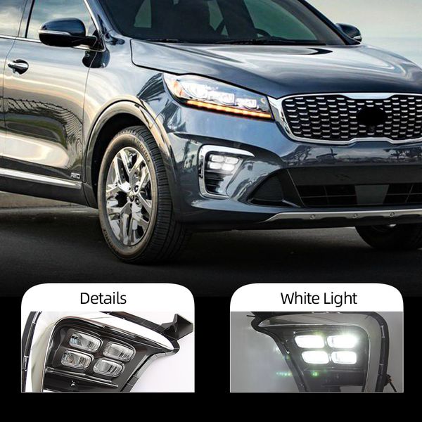 

2pcs for kia sorento sx 2018 2019 2020 led drl fog lamp daytime running light daylight fog light car styling