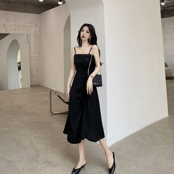 

women's es will summer 2021 long strapless sling raggedy girly dpq1, Black;gray