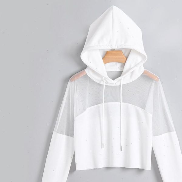 

harajuku sweatshirt hoodies autumn 2021 women streetwear mesh patchwork hoodie clothes cropped tumblr moletom feminino j4s, Black