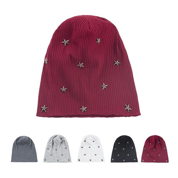 

beanies women men stripe knitted winter warm hats stars accessories hat autumn baggy slouchy bonnet fashion skull cap