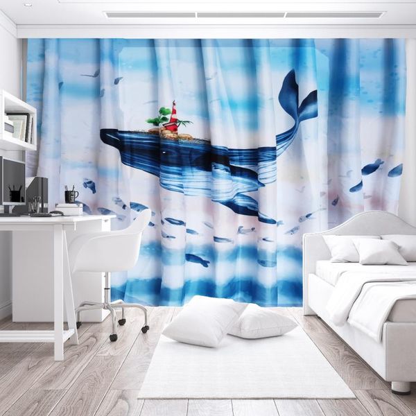 Rideaux baleine rideaux pour la chambre salon chambre dessin animé décor fenêtre intérieur maison cuisine douche tapisserie