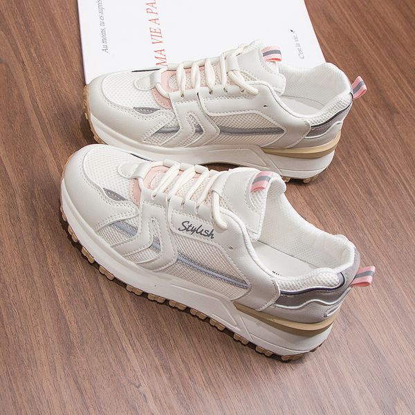 

2021spring new womens casual height-increasing shoes breathable light shoes color matching sports shoes non-slip soft sole