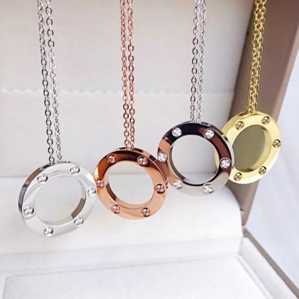 

full of love six-diamond flatbread necklace shining diamond 18k gold ring classic design inlaid with zircon a fashion gift for friends and g, Silver