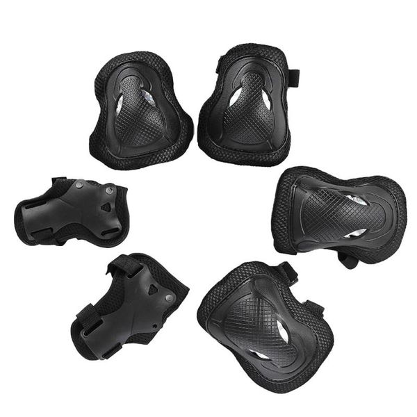 

waist support 6pcs sports protective gear kit knee protector elbow pads set wrist brace size black, Black;gray