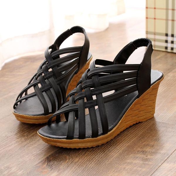 

fashion summer open toe sandals outdoor womens platform heels sandals 2021 anti-slip trekking high heels shoes, Black