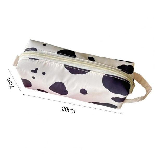 

storage bags dairy cow pattern pencil pouch with lanyard nylon makeup cosmetic dust-proof organization bag for students