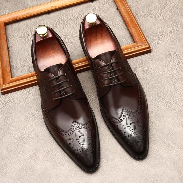 Moda artesanal Moda Oxford Sapatos de Alta Qualidade Genuine Leather Brogue Cor Preto Negócios Negócios Vestido de Negócios Sapatos Para Homens