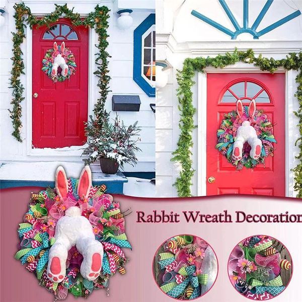 

decorative flowers & wreaths 55x40cm easter thief buwreath with cross garland home decor spring wedding wreath cartoon shape ornaments