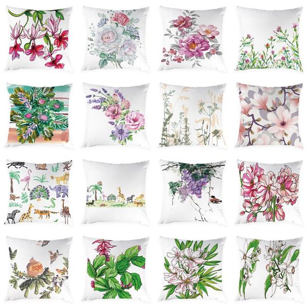 

cushion/decorative pillow plant pattern cushion cover soft sofa office covers peach skin flower leaf decorative pillowcase home decor