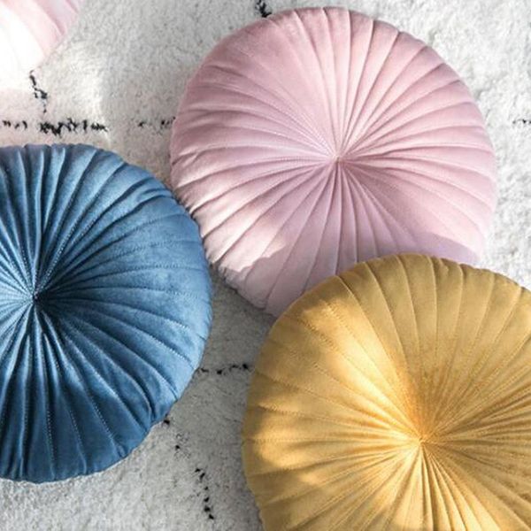 

nordic style pumpkin shape cushion decorative seat pillow creative round velvet throw pillow cushion