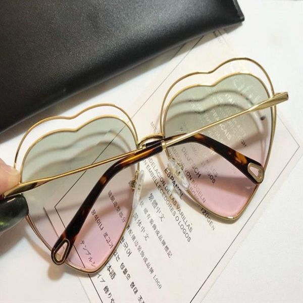 

shape metal sunglasses heart luxury party 131 eyewear gold frame green sunglasses shaded box designer ce new pink sonnenbrille with wom xuok, White;black