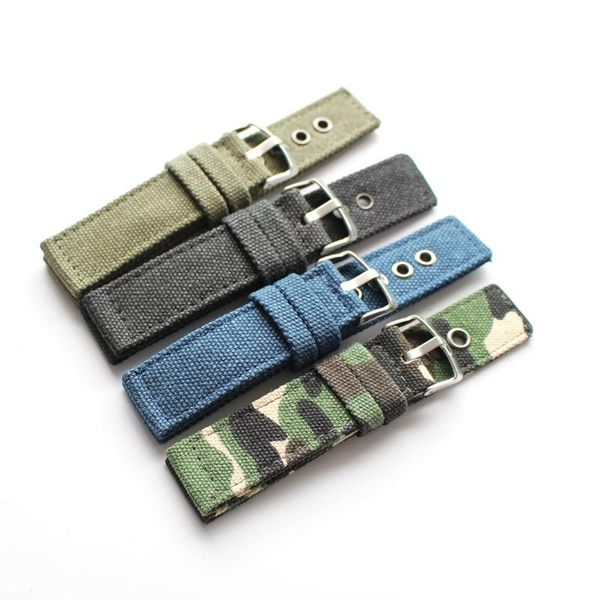 

watch bands canvas strap sweat resistant 20mm 22mm 24mm army, Black;brown