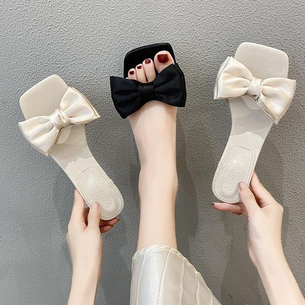 

slippers casual beach shoes slides women heels butterfly-knot pantofle luxury sabot high thin 2021 rubber scandal, Black