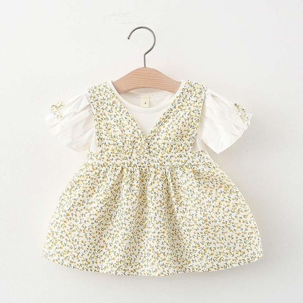 

girl's dresses 2021 girls flowers fashion toddler baby sweet party costumes born short sleeve outfits summer clothing, Red;yellow