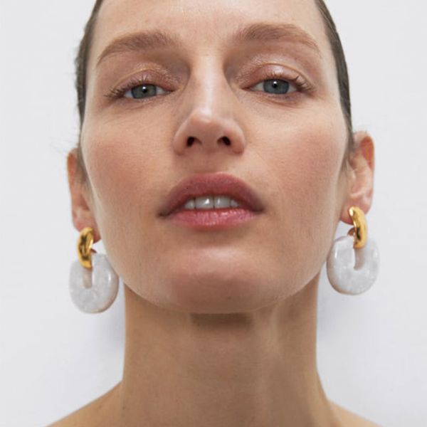 

za same simple temperament acetate plate new fashion marbling earrings, Silver