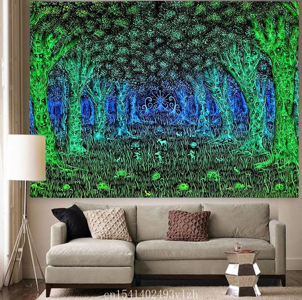 

tapestries simsant trippy tree tapestry amusement park night scene art wall hanging for living room home dorm decor