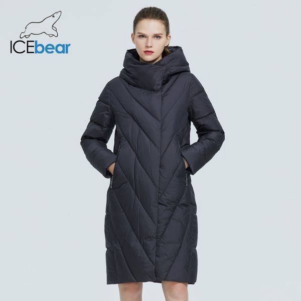 

icebear winter women's hooded coat new fashion women's jacket female parka brand women's clothing gwd20149d 201014, Black