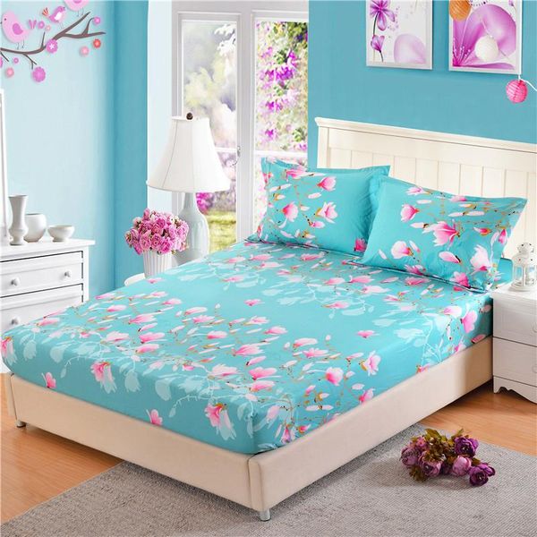 

sheets & sets 1pc 100%polyester encryption cloth fitted sheet printing bedding adjustable elastic band 200*220cm a variety of specifications