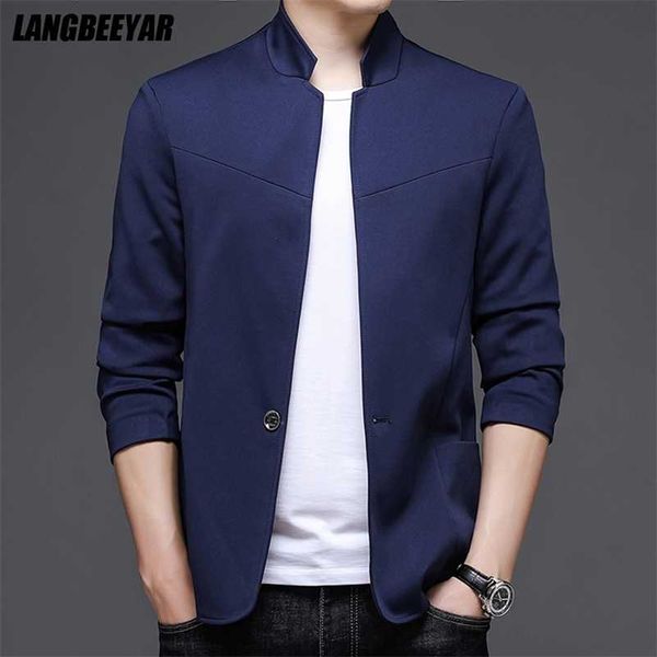 Топ-класс стиль классический бренд случайные моды Slim Fit Business Royal Blue Men Suit Куртки Blazer Coats мужская одежда 211220