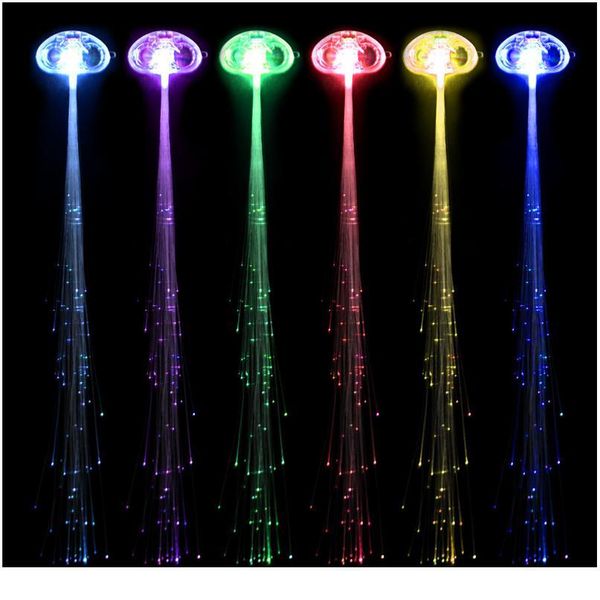 

flash led hair light emitting fiber optic pigtail braid plait luminous hair wig ktv party prom supplies hair accessory h qylqnu, Blue;red