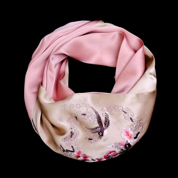 

scarves silk satin shoes embroidered scarf female chinese dress with a shawl mulberry ever small collar, Blue;gray