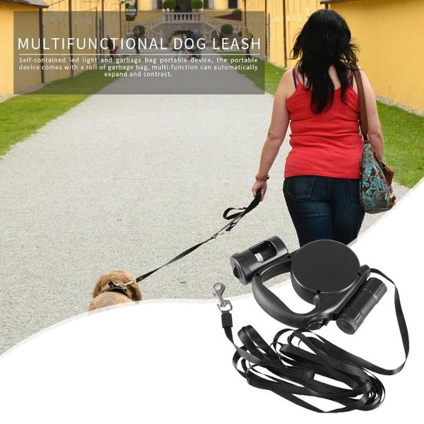 

dog collars & leashes automatic retractable pet leash flexible puppy dogs led traction rope belt chain with light outdoor supplies