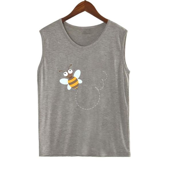 

women's t-shirt women t-shirts 2021 summer sleeveless tee little bee print o-neck ladies sexy, White