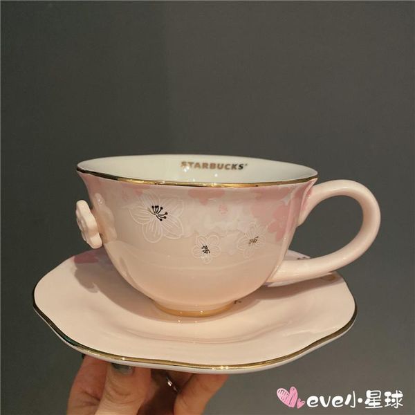 

mugs 2021 cherry blossom style golden edge sculpting powder tea hanging afternoon ceramic