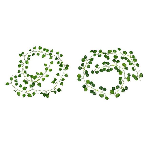 

2 pcs 2m long artificial plants green ivy leaves artificial leaves home wedding bar decoration, grape leaf & begonia